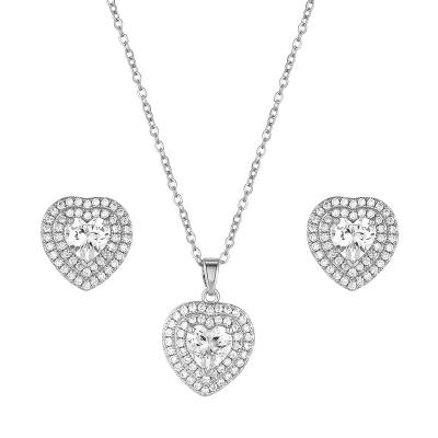 China FASHIONABLE Factory Valentine's Day Mother's Day Wholesale Heart Shape Jewelry Set Earring Necklace for sale