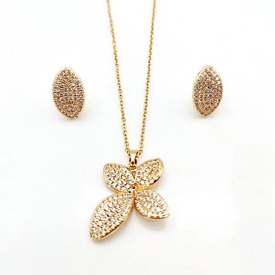 China TRENDY Wholesale FLOWER Necklace Earring CROSS Chain Sets for sale