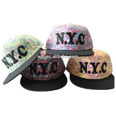 China 2021 COMMON Fresh Flower 3d Embroidery Snapback Hat Promotional Custom Hats for sale