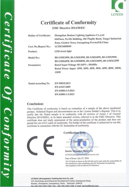 EMC - Zhongshan Boshun Lighting Appliance Co., Ltd.