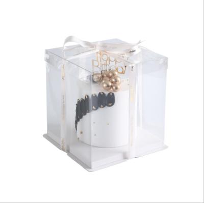 China Christmas Box Wedding Transparent Disposable Round Clear Plastic Cake Box Square Takeout Packaging Box for sale