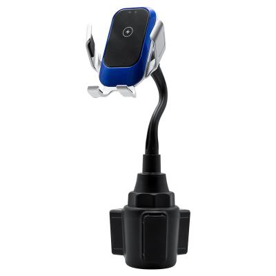 China Popular 15W Fast Phone Charger Car Cup Holder Wireless Flexible Car Cell Holder With Charger for sale