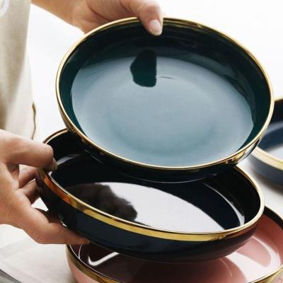 China New Design Viable Dinner Set Of Wholesale Dishes Stoneware Colored Glazed Ceramic Dinner Dishes for sale