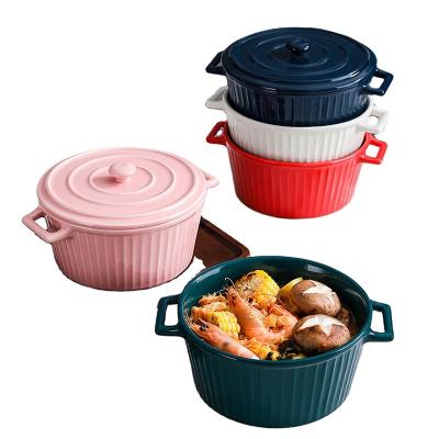 China Good Quality Casual Wholesale Hot Sale OEM Non Stick Ceramic Pot Striped Blue 7 Inch Cookware Set for sale