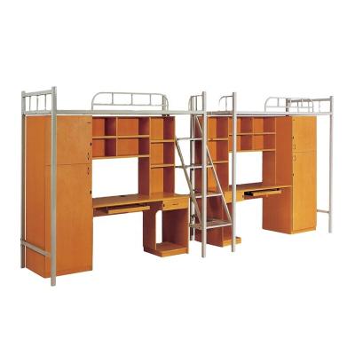 China New Design Double Bunk Bed Dormitory Freestanding Bunk Bed With Desk And Cabinet for sale