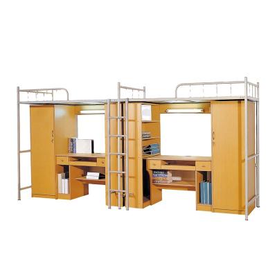 China Fashion hot sale school wooden bunk bed with desk and wardrobe for dormitory used for sale