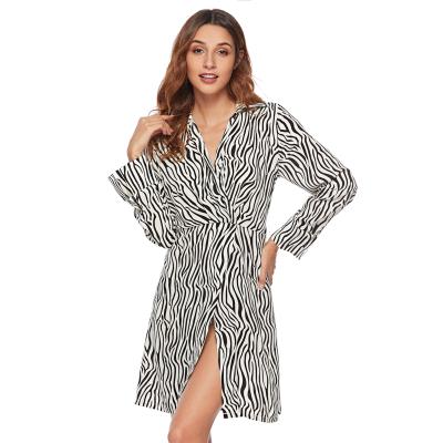 China DR10706103 Zebra Anti-Static Loose Dress Girls Stripe Dress Fashion Maxi Long Shirt Dresses Casual Women for sale