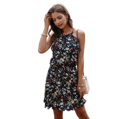 China DR10704022 Anti-Static Sleeveless Floral Dress Loose Elegant Casual Wear for sale