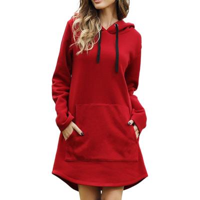 China Wholesale DR630011 Solid Color Anti-pilling Long Sleeve 2021 Fall Sweatshirt Cotton Dress Women Hoodies Sweatshirt for sale