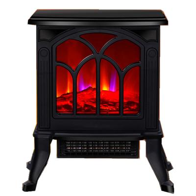 China 18 Inch Size Mini Electric Fireplace Tabletop Portable Heater 1500W Black Metal Frame Modern Indoor Room Heater Space Heater Freestanding for sale