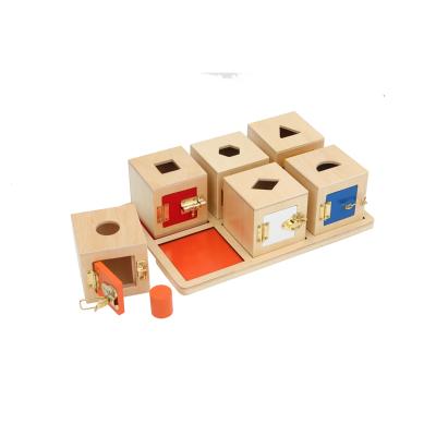 China Eductional toys Montessori educational wooden toys for kids lock box and inserts tray for sale