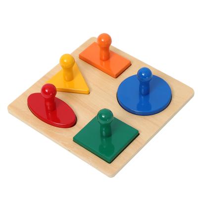 China Montessori Wooden Educational Materials Toys Montessori Materials Toys Toddler Items5-shape Wooden Educational Puzzle for Kindergarten for sale