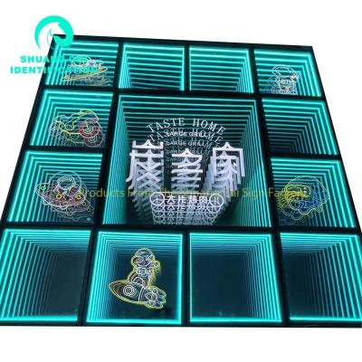 China Fashion trends are cool 3D Illusion Mirror New Trendy 3D Unlimited Effect Leading Fashion Advertising Light Box Store Decoration Size 1Square meter for sale