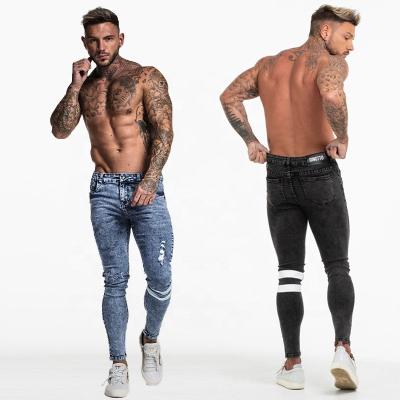 China GINGTTO 2019 Breathable Men's Breathable Stretch Denim Pants Elastic Waist Super Skinny Ripped Jeans Men for sale