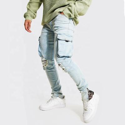 China Wholesale Fashion Breathable Distress Ripped Jeans For Mens Gents Stylish Jeans Pants Denim Breeches Mens for sale