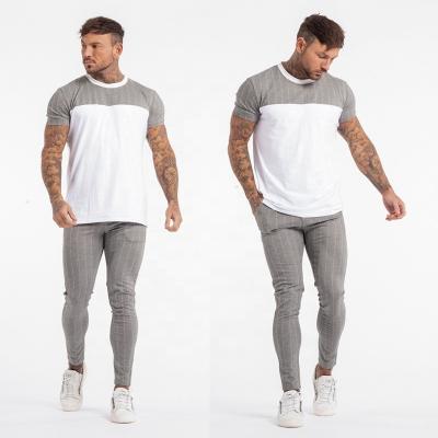 China 2020 Luxury Custom Made Gray Pinstripe Breathable Casual Quality Summer T-Shirts Shorts Sets Short Tracksuits For Men for sale