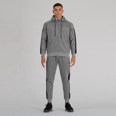 China 2020 New Design Custom QUICK DRY Mens Tracksuit Plain Knitted Gray Fabric Mens Tracksuits for sale