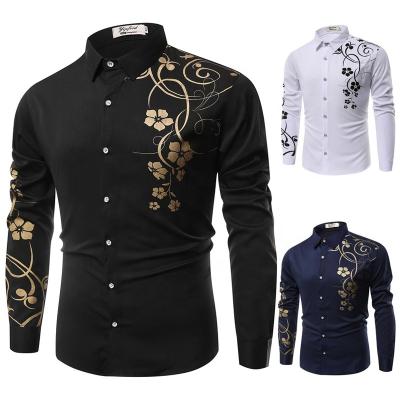 China Autumn Plus Size New European Men's Anti-Wrinkle Shirt Flower Anti-Wrinkle Shirt Casual Long Sleeve Straight &American Fitting for sale