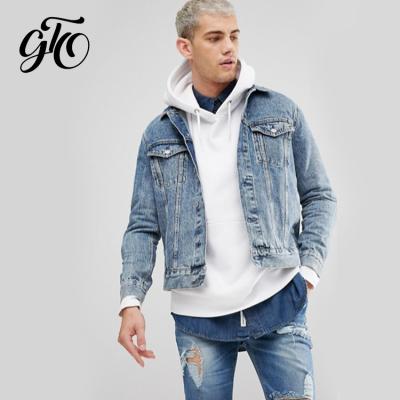 China China Factory Wholesale Factory Wholesale Viable Light Blue Snap Button Denim Plain Denim Jacket Men for sale