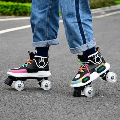 China Streets Led Kids Roller Skate Flashing Shoes With Wheels Kids Kick Board Rolled Shoes Kids Wheels Roller Retractable Shoes for sale