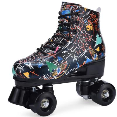 China Fashion Trend PU Custom Unisex Leather Skating Shoes Shaping Roller Skate Roller Shoes For Women Men for sale