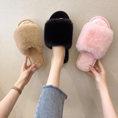 China Wholesale Cheap Fashion Trend Women Anti Slips Ladies Chinelo Logo Home Slippers Custom Made Slip Multi Colors Faux Fur Flat Sandals for sale