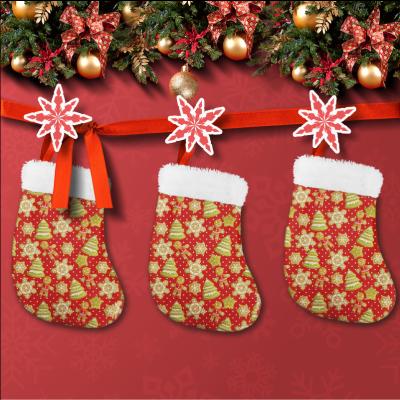 China Custom home decoration cartoon snowman stocking design prints three sets of wholesale cheap Christmas stockings for sale