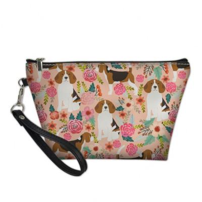 China Chemistry Eco-friendly Pastel Floral Printing Customized Cosmetic Shopping Bags Cosmetic+Bags+ Makeup Pouch Bag for sale