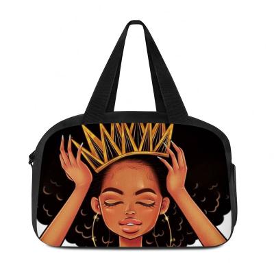 China Fashion Cross - Body Travel Bags Foldable Duffle Bag Large Capacity Tote Cubes Portable Luggage Bag Black Art African Girls Printing for sale