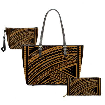 China Normcore/Polynesian Traditional Tribal Printing Handbags Minimalist 3Pcs/Set PU Handbags For Women High Quality Handbag For Women Custom for sale