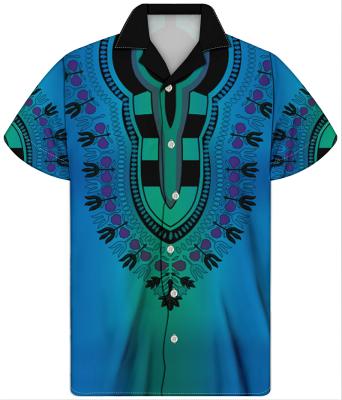 China Custom Made Men's Fashion Polyester African Tribal Prints Breathable Button Drop Oversize Short Sleeve Shirt for sale