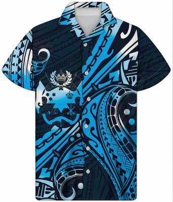 China Polynesian Samoa Breathable Custom Short Sleeves Button Down Breathable Shirts And Tops Plus Size 4XL for sale