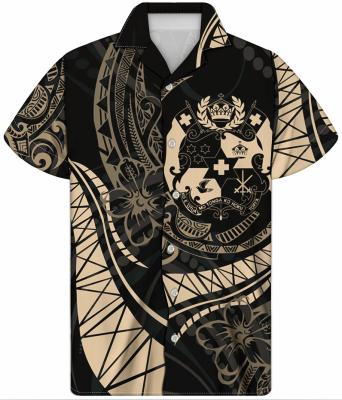 China Polynesian Samoa Breathable Custom Short Sleeves Button Down Breathable Shirts And Tops Plus Size 4XL for sale