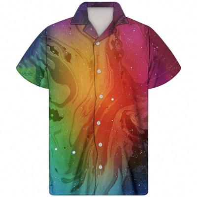 China Custom Guayabera Shirt Breathable Cuban Print Design Galaxy THIKIN Shirts For Men Plus Size Designer Shirts for sale