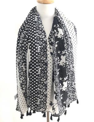 China Factory Direct Sale China Polyester Low MOQ Custom Printed Scarf Unique Flower Printed Recycled RPET Polyester Women Scarf With Tassel for sale