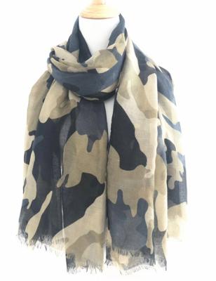 China RPET Repreve Certificated Very Soft Custom Designs Camouflage RPET Scarf Recycled Polyester Scarf for sale