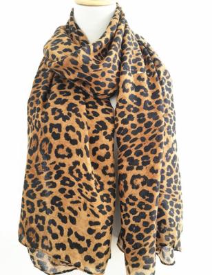 China Low MOQ Eco Friendly Custom RPET Leopard Print Scarf For Autumn for sale