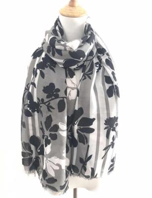 China Low MOQ OEM Polyester Soft Custom Lady Even Design Floral Printing Oblong Scarf for sale