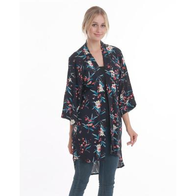 China Breathable High Quality Floral Printed Custom Design Women Rayon Summer Poncho Kimono for sale