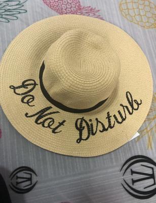 China Summer Custom Women Letters Picture Embroidery Soft Straw Hat for sale