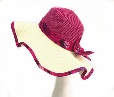 China New Image Women Beach Hat Lady Cap Wide Brim Floppy Pleat Summer Sun Straw Hat for sale