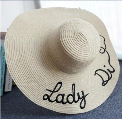 China Wholesale Embroidery Paper Folding Straw Large Brim Sunscreen Lady Soft Hat for sale