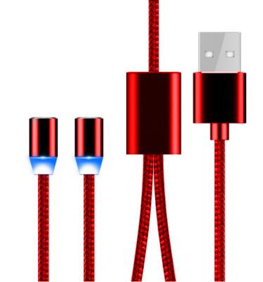 China MP3/MP4 Player 2 in 1 Magnetic Charger Cable For iPhone/Type C/Micro Magnetic Magnet Braided USB Data Cable for sale