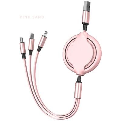 China MP3/MP4 Player Cable 3in1usb Fast Charging Convenient Retractable Micro Data Cable USB Cable For Android iPhone for sale