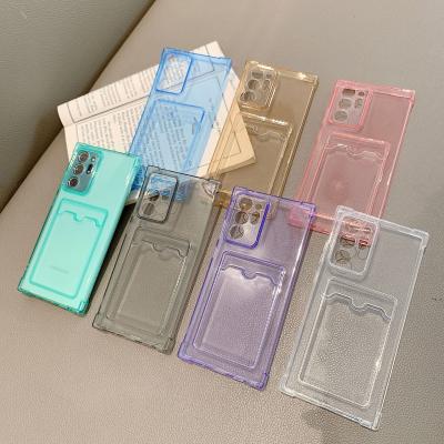 China Anti-fall TPU Card Slot Transparent Colorful Shell Cover Mobile Phone Case Holder For Samsung S21 Note 20 Plus Ultra for sale