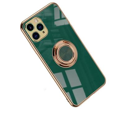 China Anti-drop For iphone 11 12 Samsung S21/Uitra/FE 6D Mobile Phone Case S20 Plus Plating Solid Color Ring Cover Device for sale