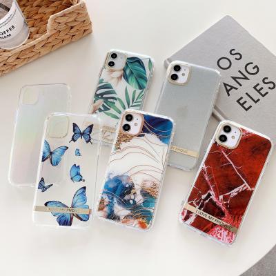 China New Design Marble Anti-fall IMD Pattern TPU Soft Clear Printed Luxury Custom Electroplating Cell Phone Case Cover For iPhone 11 12 for sale