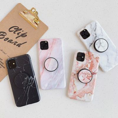 China Luxury Marble Stand TPU Handle Fashion Case IMD Anti-fall Matte Phone Cover Case For Iphone 12 11 pro xs max x 8 7 max plus Se for sale