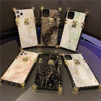 China 2021 New Popular Brand Anti-drop Luxury Epoxy Marble Fashion Square Phone Case For iPhone 12 12pro 12pro 13 pro Max Max for sale