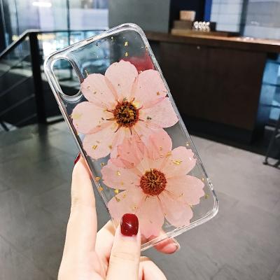 China Real Gold Foil Floral Epoxy Custom Flower Dry Phone Case For iphone11/xsmax For Apple 12Pro Max Cover Spot Wholesale Factory for sale